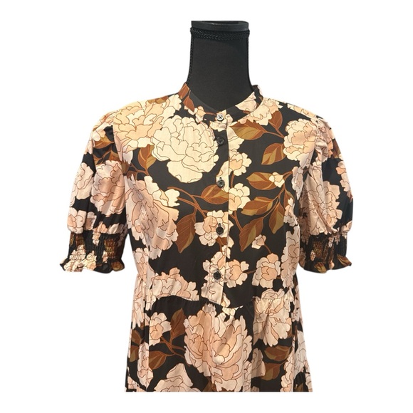 Who What Wear Women's Floral Print Short Puff Sleeve Tiered Babydoll Dress Small - Picture 4 of 11